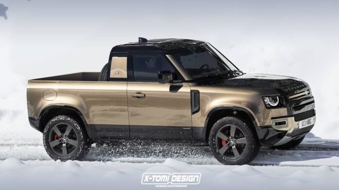 Nuova Land Rover Defender 2022, il pickup in Rendering