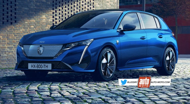 Nuova Peugeot 308 2022, il Rendering della 100% Elettrica