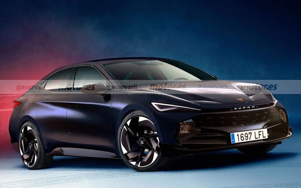 Il rendering della nuova berlina elettrica Cupra, arriva nel 2025