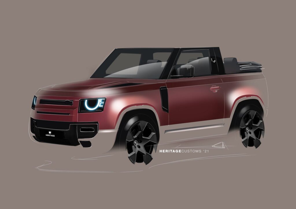 Nuova Land Rover Defender 90 2022: Rendering della Cabrio