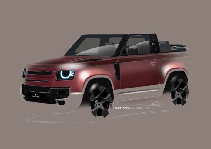 Nuova Land Rover Defender 90 2022: Rendering della Cabrio